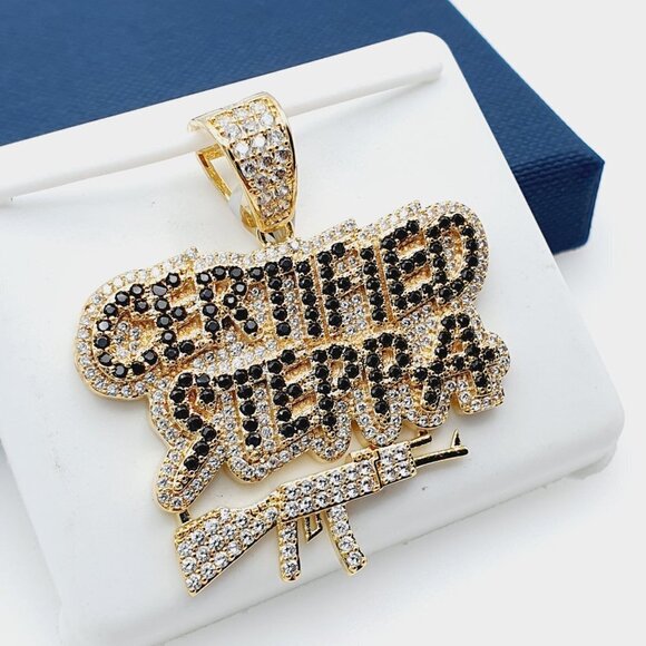 14K Gold Plated Cubic Zircon Pendant, EVBRS541 - Picture 3 of 11